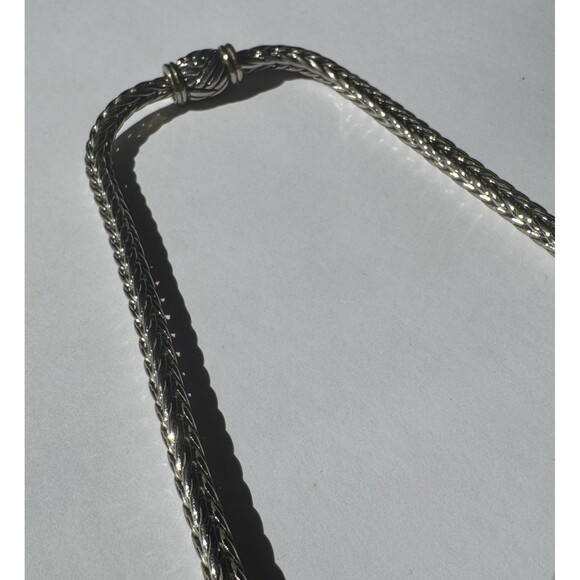 Vintage Silver Tone Thick Wheat Chain Choker Necklace 15” Magnetic Clasp - Picture 2 of 10